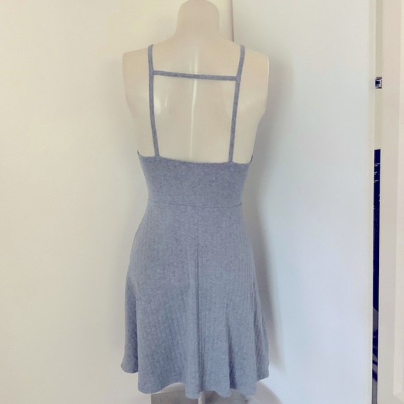 My Gabby | Gray Ribbed Sleeveless Mini Dress - Picture 5 of 6